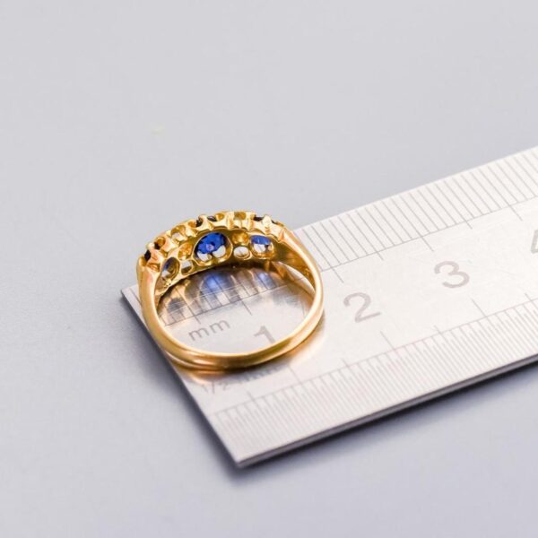 18K Gold Victorian Sapphire & Diamond Ring - Image 5