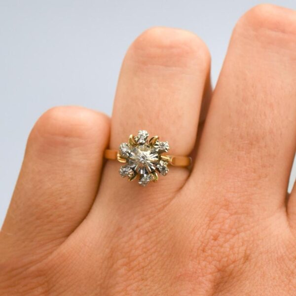 14K Gold Diamond Sunburst Ring - Image 2