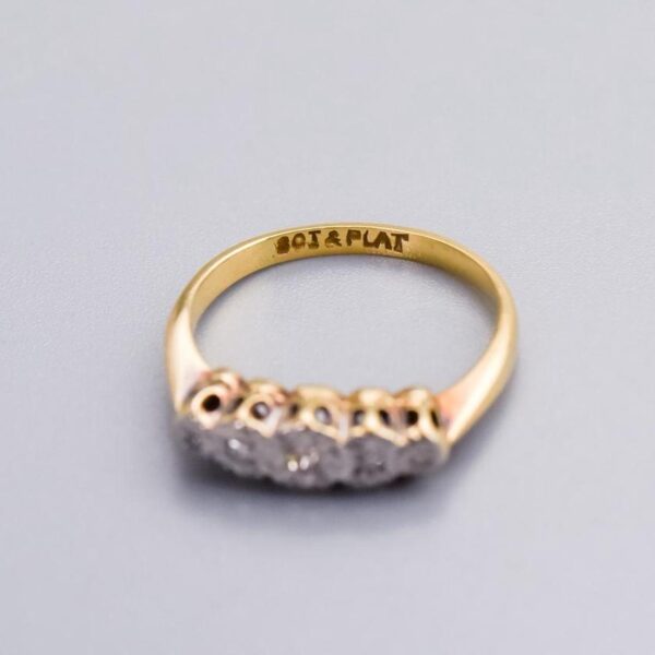 18K Gold Art Deco Five Stone Diamond Ring - Image 3