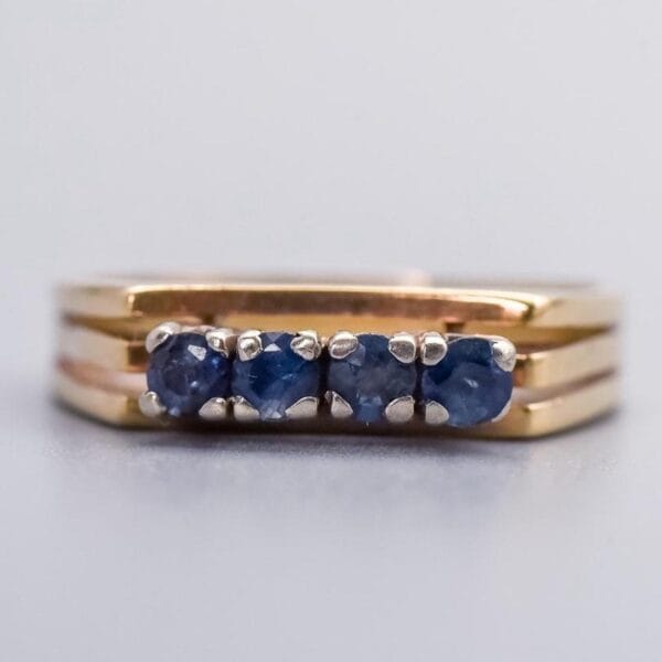 9K Gold Four Stone Sapphire Ring