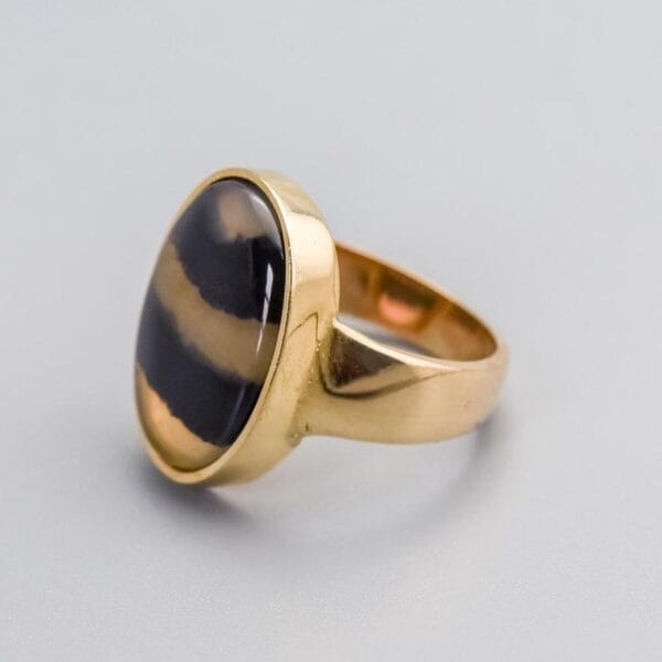 9K Gold Banded Agate Ring - Image 4