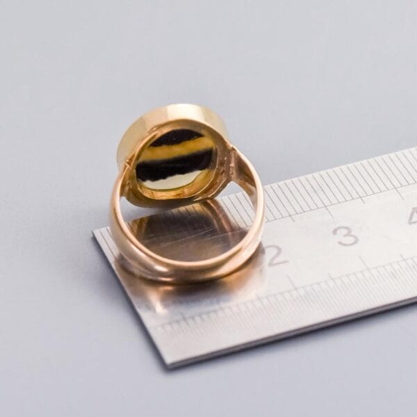 9K Gold Banded Agate Ring - Image 5