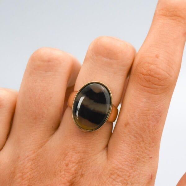 9K Gold Banded Agate Ring - Image 2