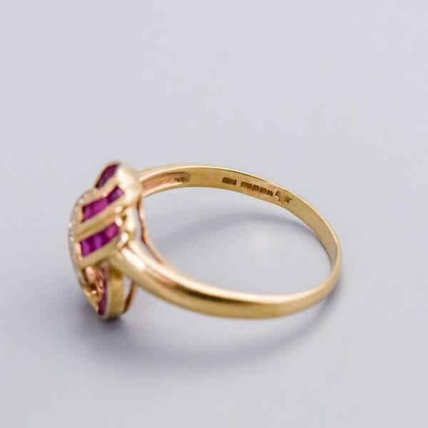 9K Gold Ruby & Diamond Knot Ring - Image 3