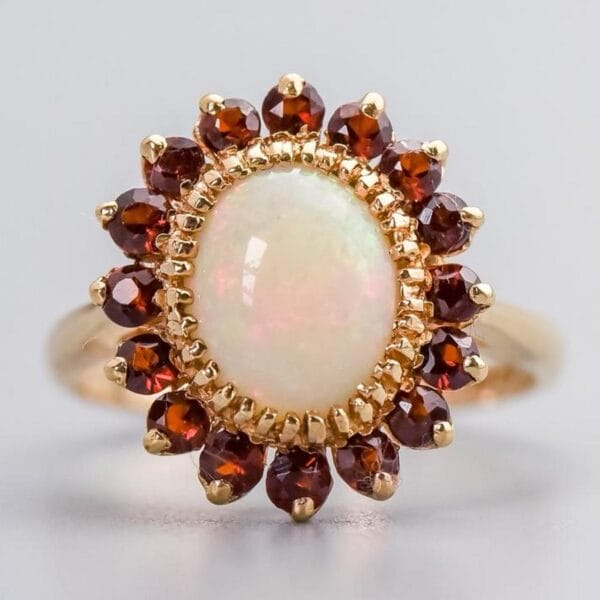 9K Gold Opal & Garnet Cluster Ring
