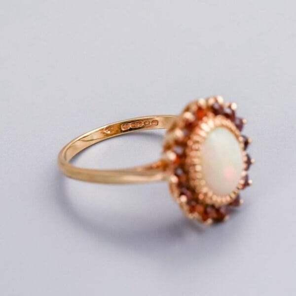 9K Gold Opal & Garnet Cluster Ring - Image 3