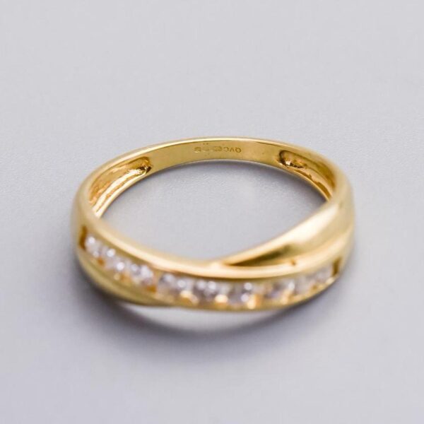 14K Gold CZ Twist Ring - Image 3
