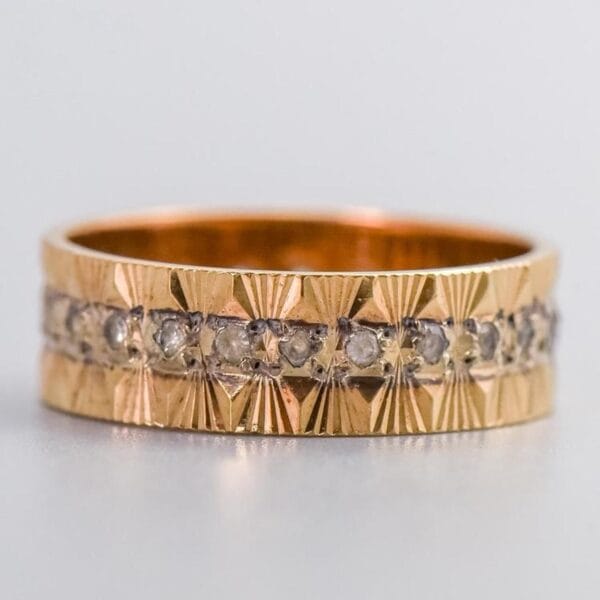 9K Gold CZ Sunburst Band