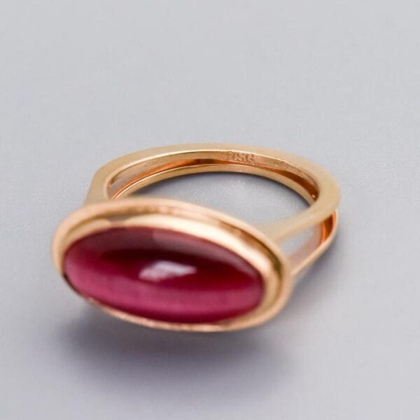 14K Gold Pink Cat’s Eye Ring - Image 3