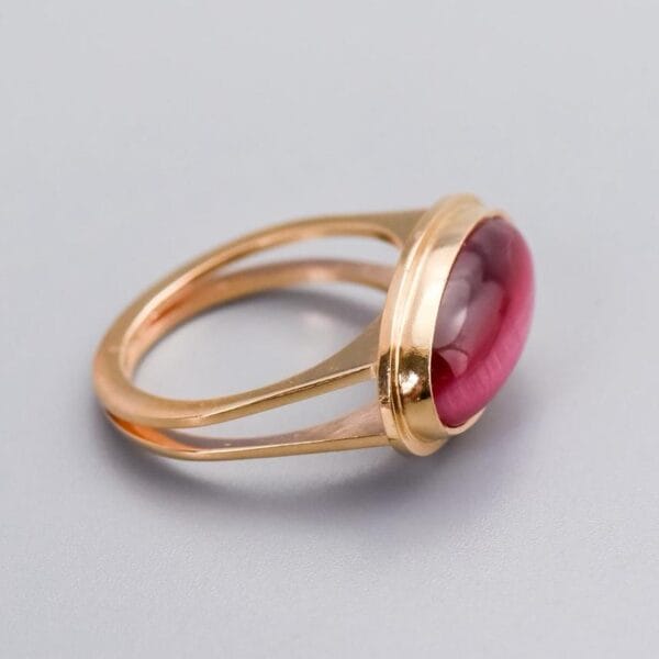 14K Gold Pink Cat’s Eye Ring - Image 4