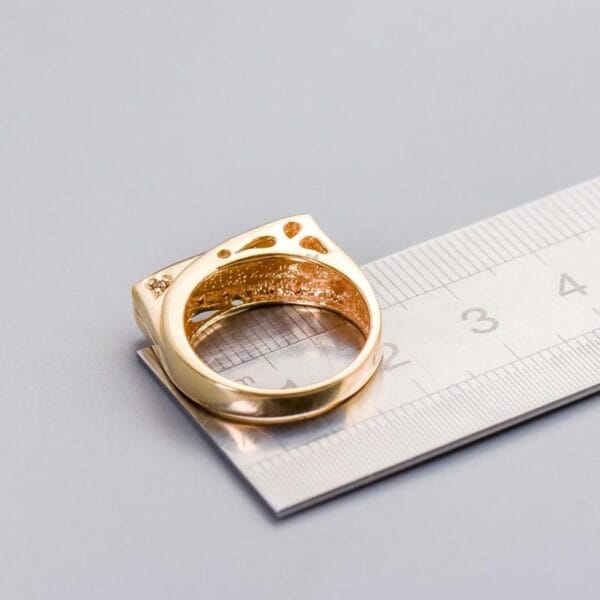 9K Gold Stacked Champagne Diamond Ring - Image 5