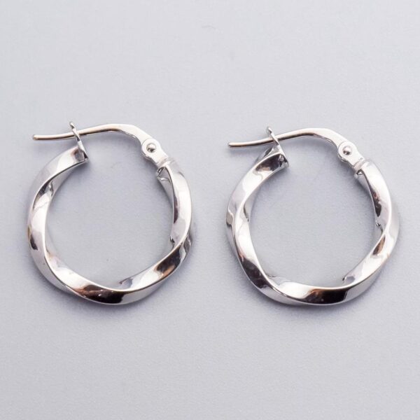 9K White Gold Twisted Hoops