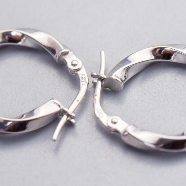 9K White Gold Twisted Hoops - Image 2