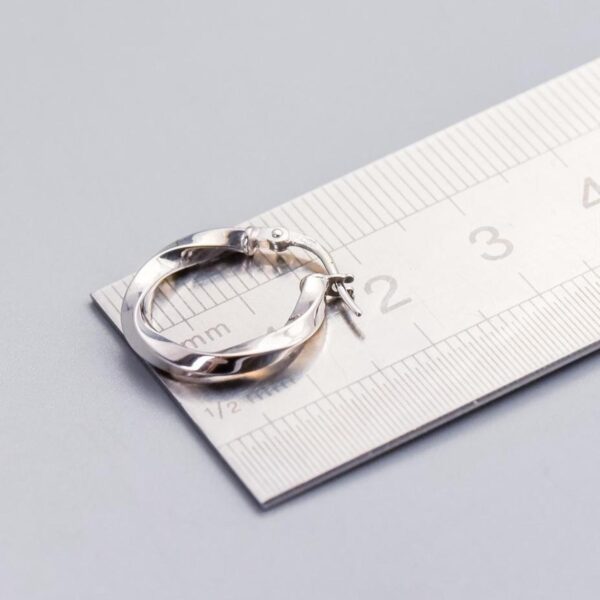 9K White Gold Twisted Hoops - Image 3