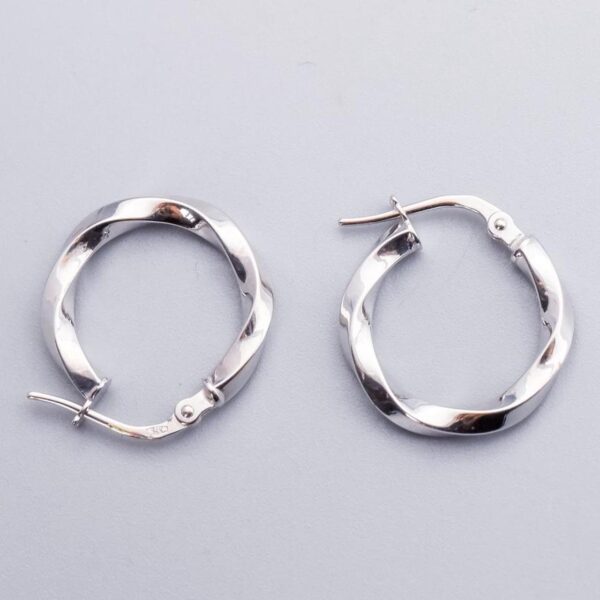 9K White Gold Twisted Hoops - Image 4