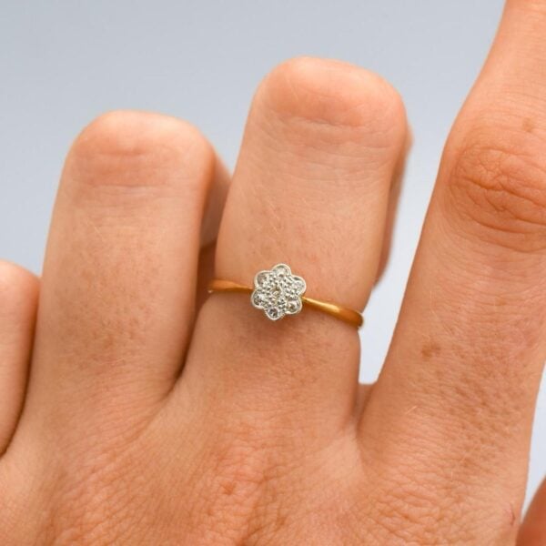 18K Gold Art Deco Diamond Daisy Cluster Ring - Image 5