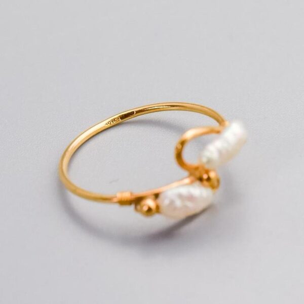 18K Gold Baroque Pearl Ring - Image 3