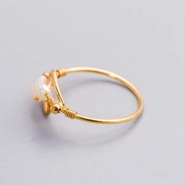 18K Gold Baroque Pearl Ring - Image 4
