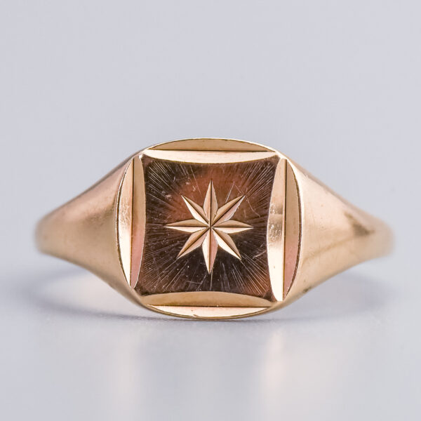 9ct Gold Starburst Signet Ring