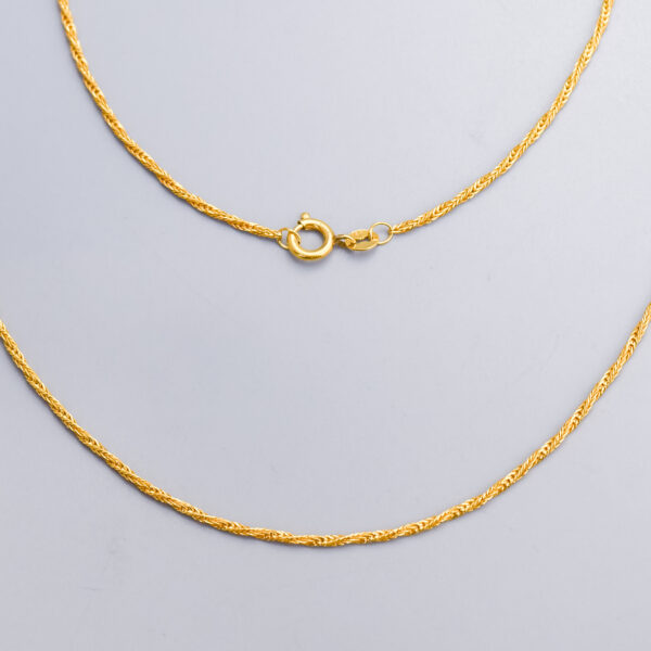 18ct Gold Twisted Round Foxtail Chain Necklace