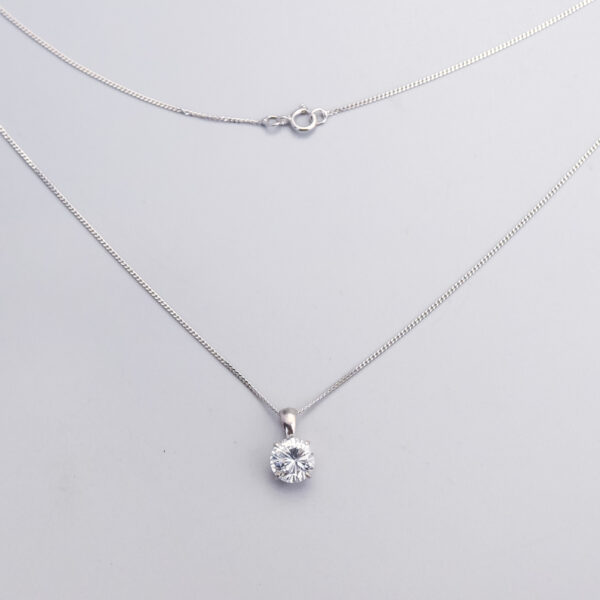9ct White Gold CZ Pendant Necklace