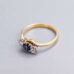 18ct Gold Sapphire & CZ Crossover Ring