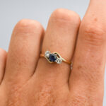 18ct Gold Sapphire & CZ Crossover Ring