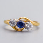18ct Gold Sapphire & CZ Crossover Ring