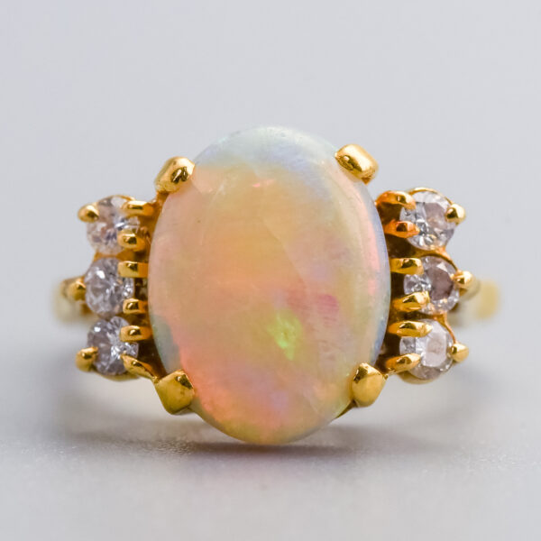 18ct Gold Opal & Diamond Ring