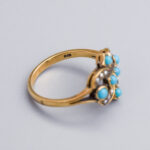 9ct Gold Victorian Seed Pearl & Turquoise Ring