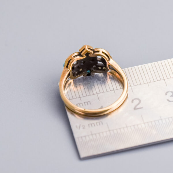 9ct Gold Victorian Seed Pearl & Turquoise Ring - Image 4