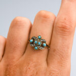9ct Gold Victorian Seed Pearl & Turquoise Ring