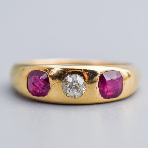 18ct Gold Victorian Ruby & Diamond Gypsy Ring