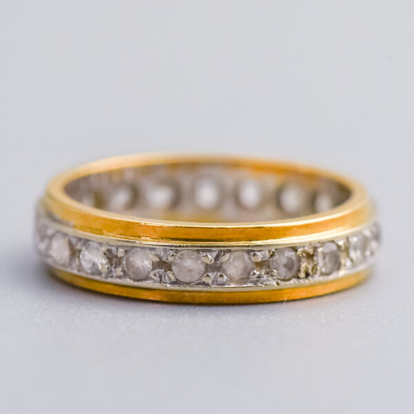 18ct Gold CZ Two-Tone Band