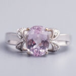 9ct White Gold Kunzite & Diamond Ring