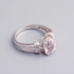 9ct White Gold Kunzite & Diamond Ring