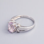 9ct White Gold Kunzite & Diamond Ring