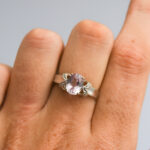 9ct White Gold Kunzite & Diamond Ring