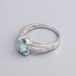 9ct White Gold Blue Zircon Split Shank Ring