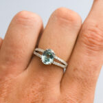 9ct White Gold Blue Zircon Split Shank Ring