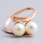 14ct Rose Gold Two Pearl Crossover Ring