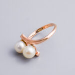 14ct Rose Gold Two Pearl Crossover Ring