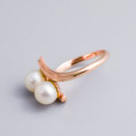 14ct Rose Gold Two Pearl Crossover Ring