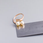 14ct Rose Gold Two Pearl Crossover Ring