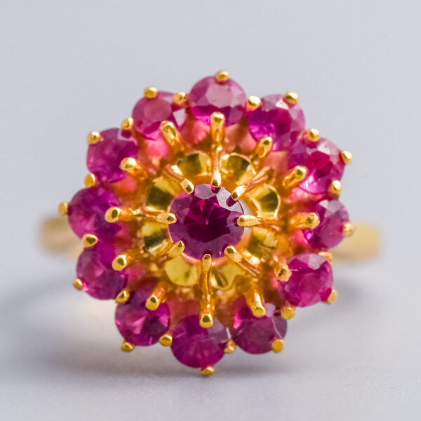18ct Gold Ruby Cluster Ring
