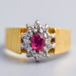 18ct Gold Ruby & Diamond Cluster Ring