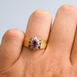 18ct Gold Ruby & Diamond Cluster Ring
