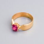 Pink gemstone engagement ring in yellow gold--elegant customisable jewellery by Don Laurence Jewellery.