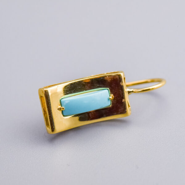 18ct Gold Turquoise Earrings - Image 2