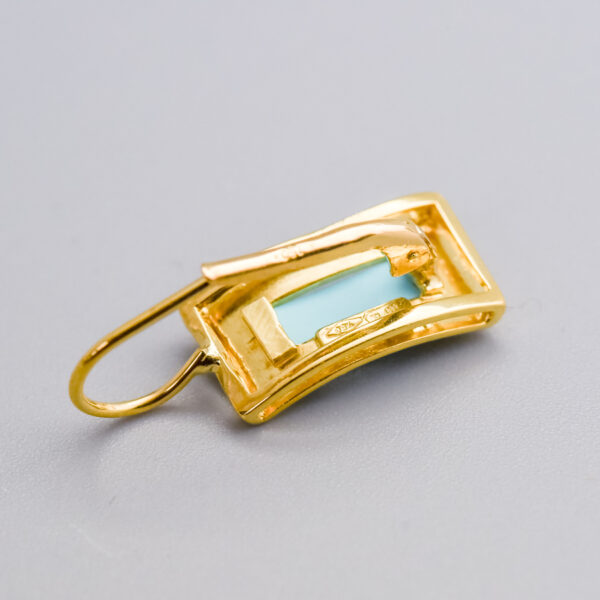 18ct Gold Turquoise Earrings - Image 3